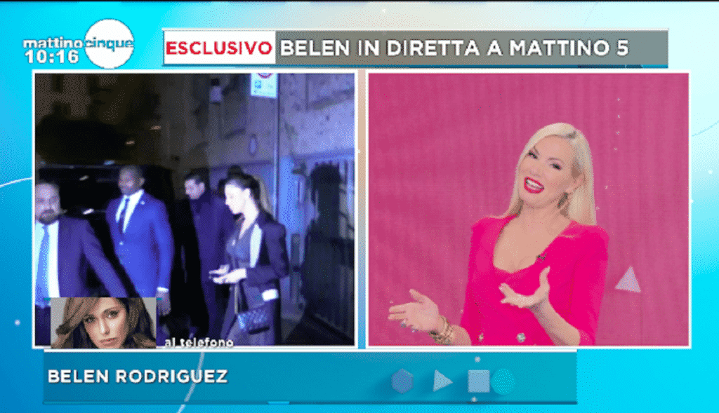 La diretta a Mattino 5 con Belen Rodriguez in collegamento telefonico”